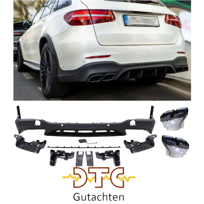 Mercedes GLC-Klasse X253 Diffusor mit Auspuffblenden 2x2 (Schwarz)
